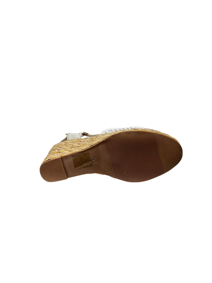 sandali espadrillas zeppa donna uncinetto pelle lejade art.3326 bianco