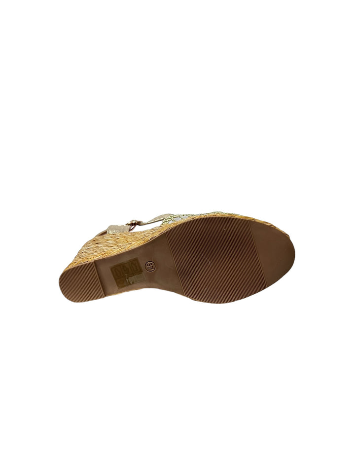 sandali espadrillas zeppa donna uncinetto pelle lejade art.3326 oro