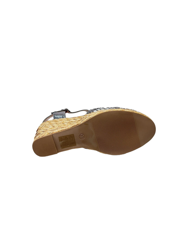 sandali espadrillas zeppa donna uncinetto pelle lejade art.3326 peltro