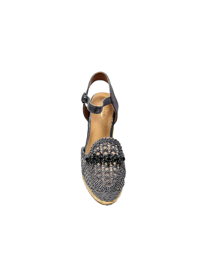 sandali espadrillas zeppa donna uncinetto pelle lejade art.3326 peltro