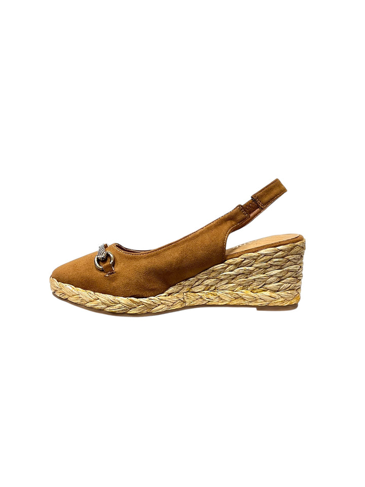 sandali espadrillas zeppa donna pelle lejade art.3332 cuoio