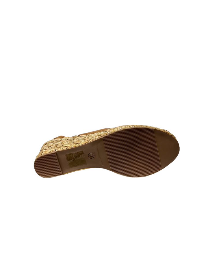 sandali espadrillas zeppa donna pelle lejade art.3332 cuoio