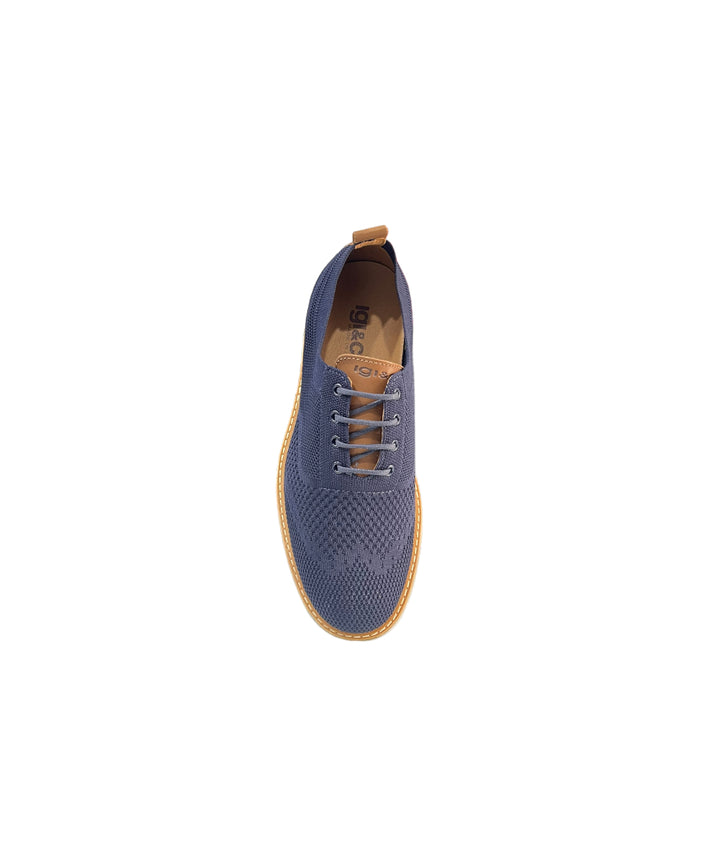 stringate uomo pelle-tessuto elasticizzato igi&co art.3606011 blu