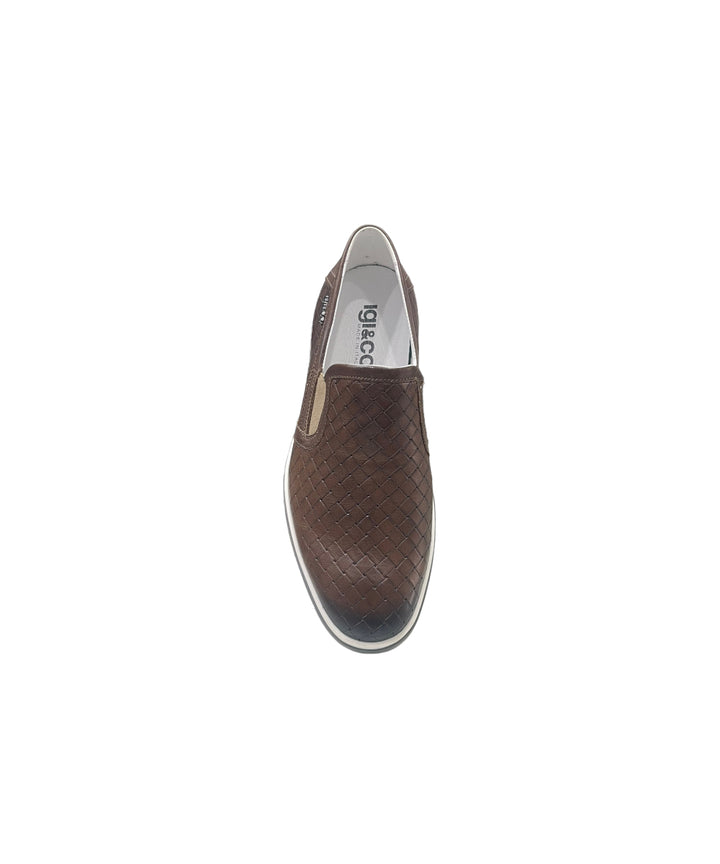slip-on uomo pelle stampa intreccio igi&co art.3607611 fango