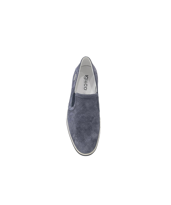 slip-on uomo pelle scamosciata stampa intreccio igi&co art.3607622 jeans
