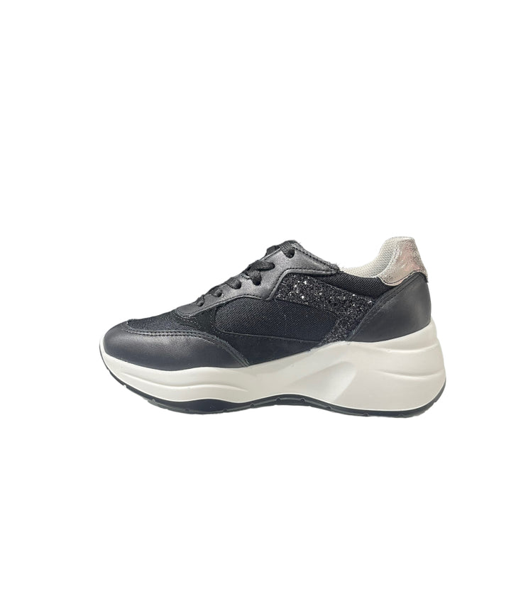 sneakers zeppa donna pelle-tessuto igi&co 3663022 nero