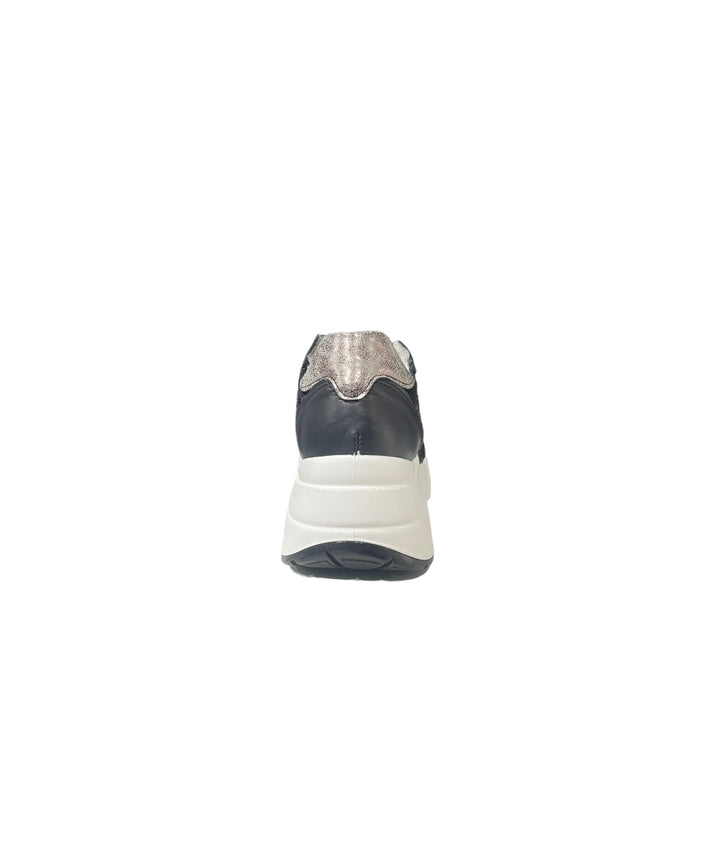 sneakers zeppa donna pelle-tessuto igi&co 3663022 nero