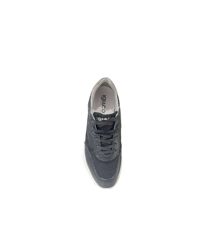 sneakers zeppa donna pelle-tessuto igi&co 3663022 nero