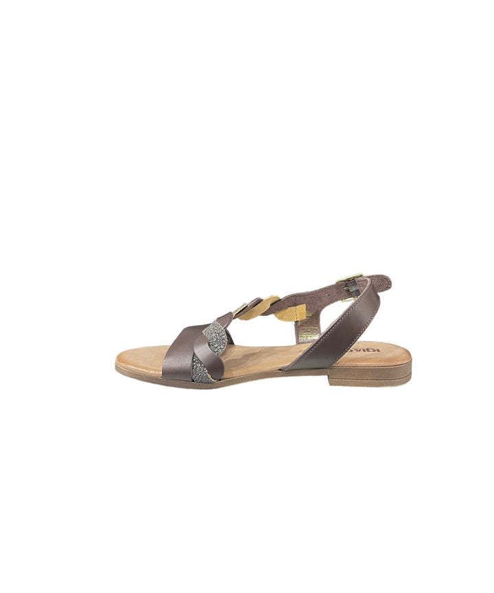 sandali donna pelle igi&co art. 3683033 testa di moro-peltro