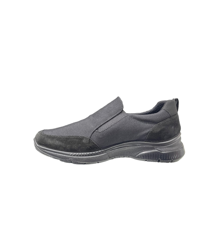 scarpe slip-on uomo pelle-tessuto elasticizzato enval soft art.3718700 nero