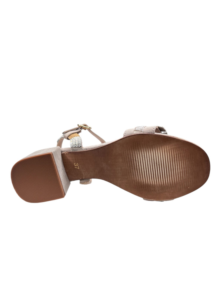 sandalo donna in camoscio biscotto