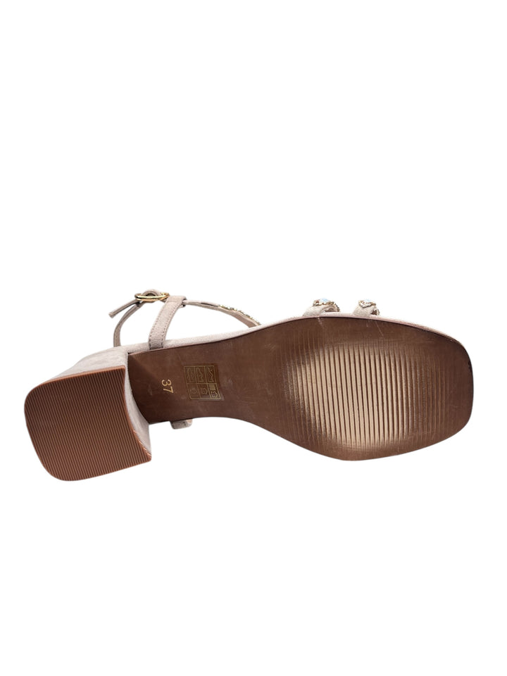 sandalo donna in camoscio biscotto