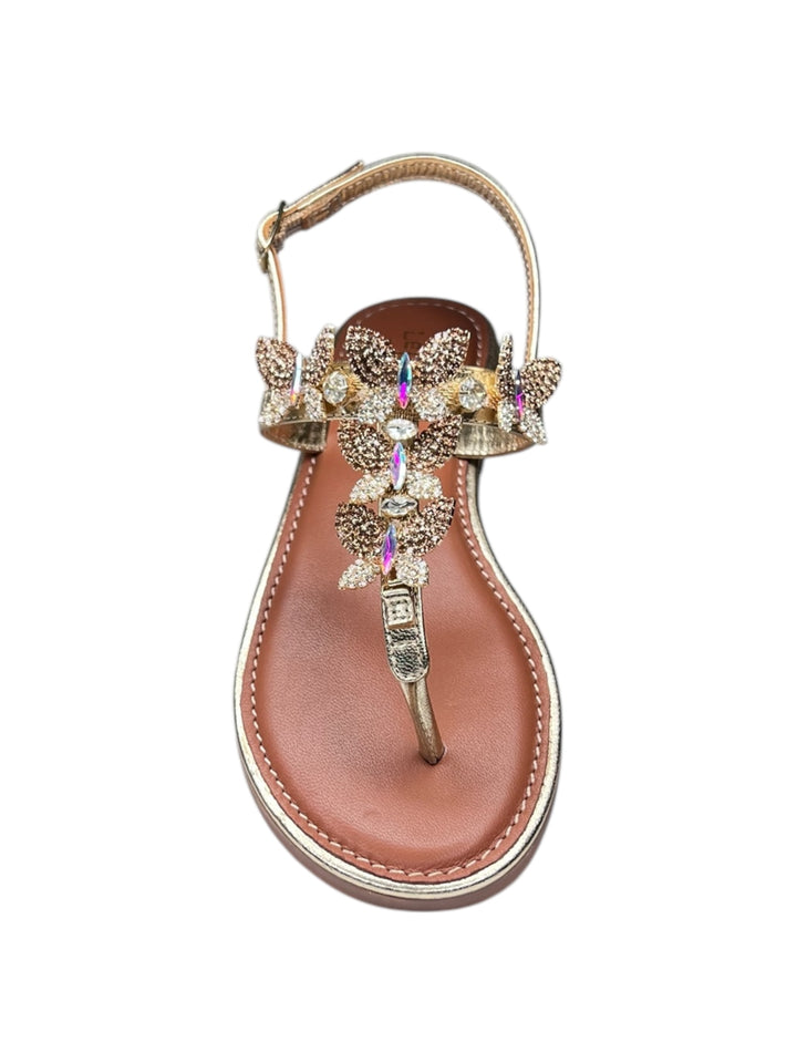 sandalo infradito donna in pelle platino