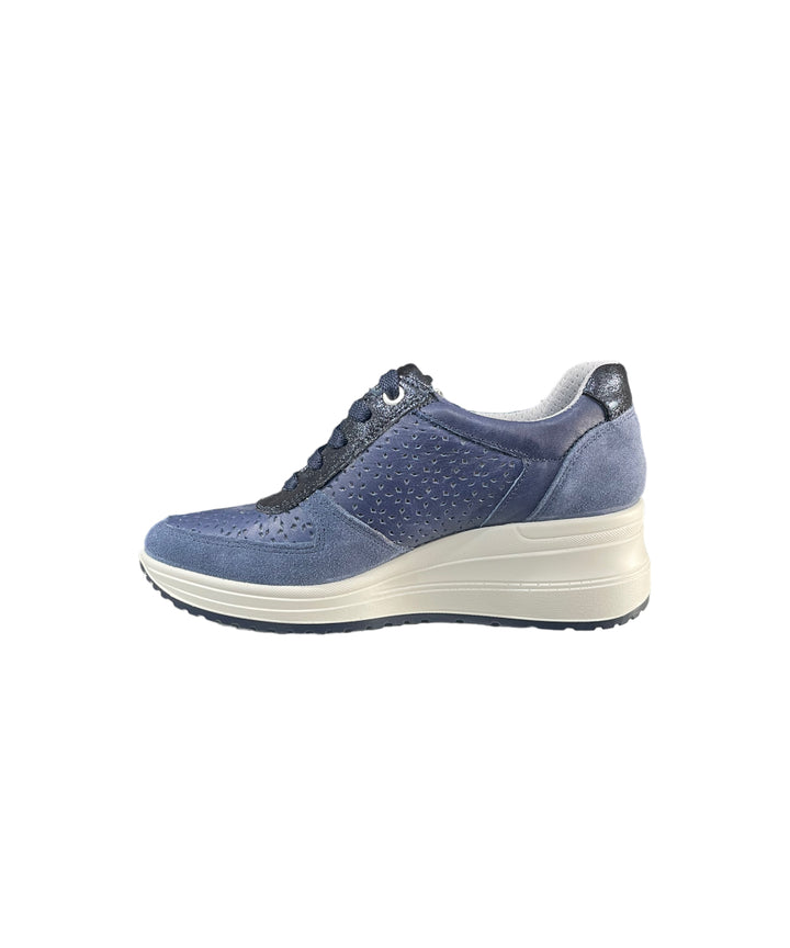 sneakers zeppa tessuto elasticizzato donna enval soft art.3755411 blu