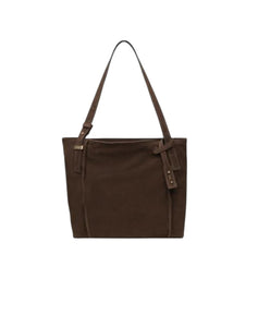 borsa tote da donna in pelle scamosciata castagno