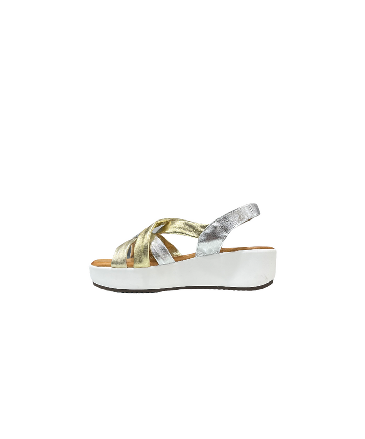 sandali donna pelle dorea art.4630a platino-plata