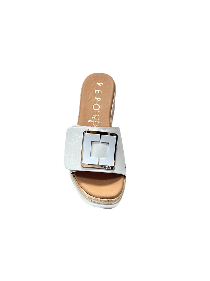sandali ciabatte donna pelle la repo art.50104-e4 bianco