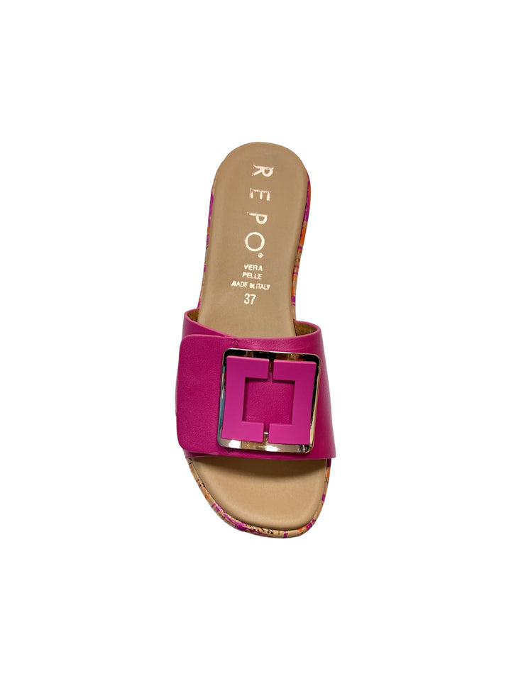 sandali ciabatte donna pelle la repo art.50104-e4 fuxia