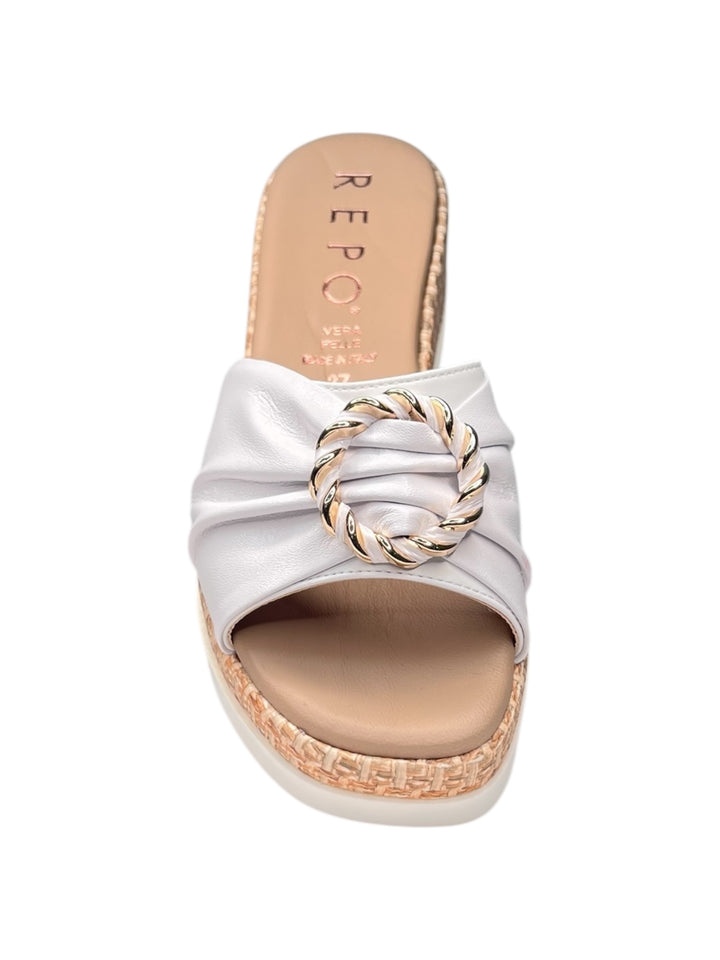 ciabatta donna in pelle bianca