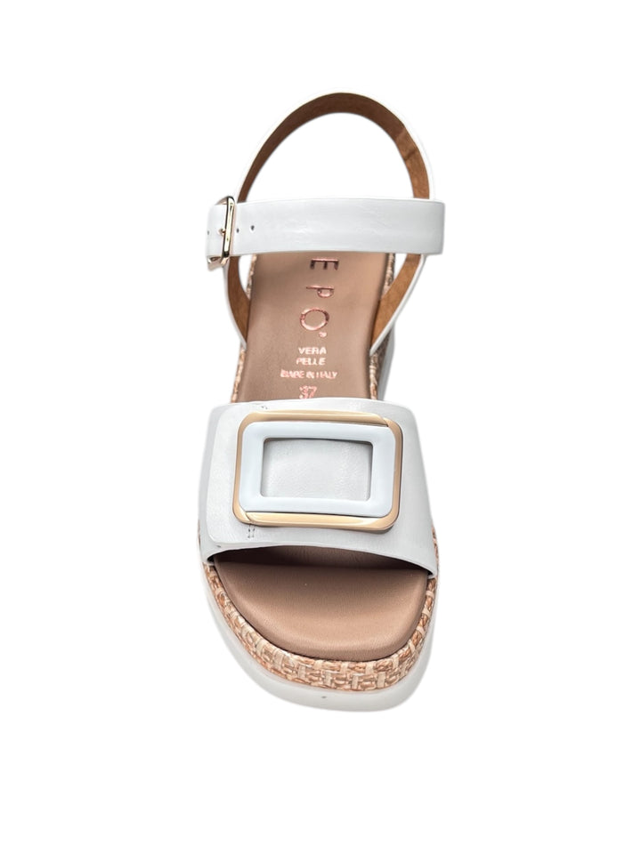 sandalo donna in pelle bianca