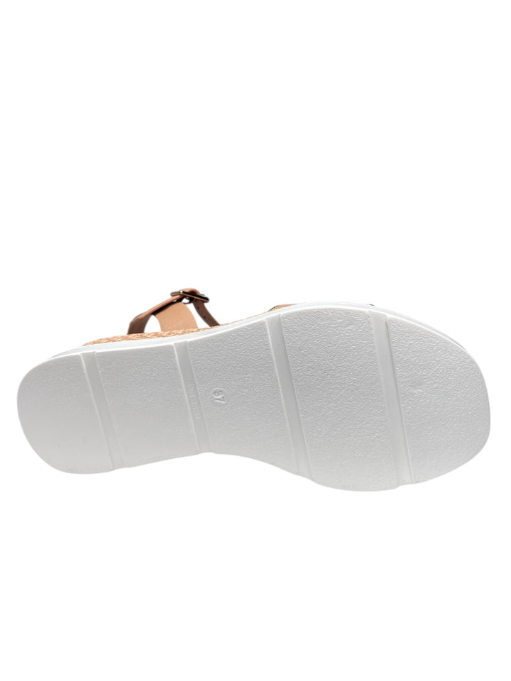 sandalo donna in pelle camel