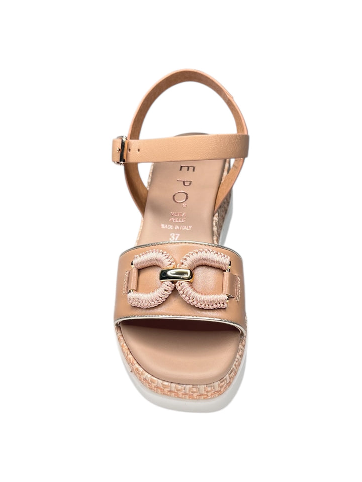 sandalo donna in pelle camel