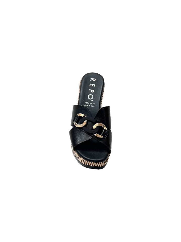 sandali ciabatte donna pelle la repo art.51102-e4 nero