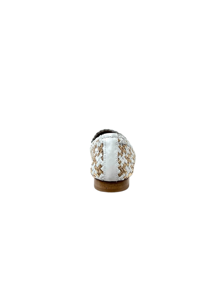 mocassini intrecciati donna pelle gianni crasto art. 526 bianco-oro