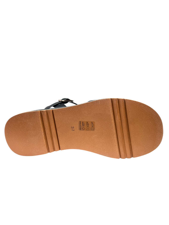 sandalo donna in pelle nero