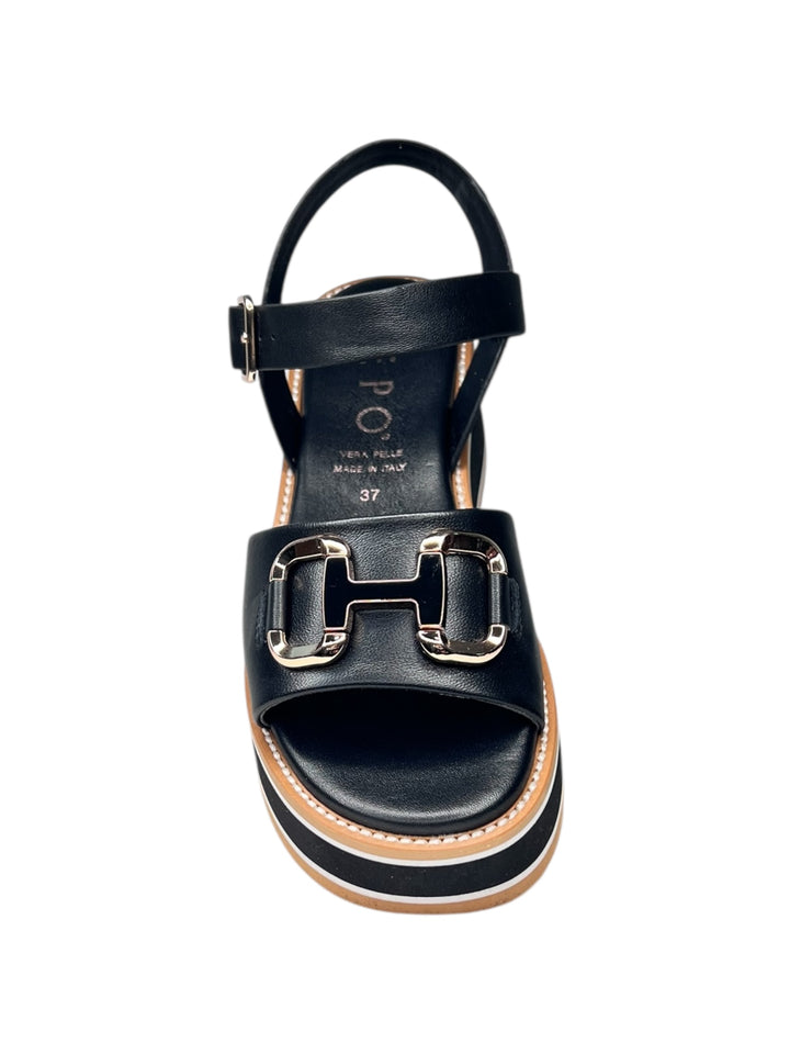sandalo donna in pelle nero