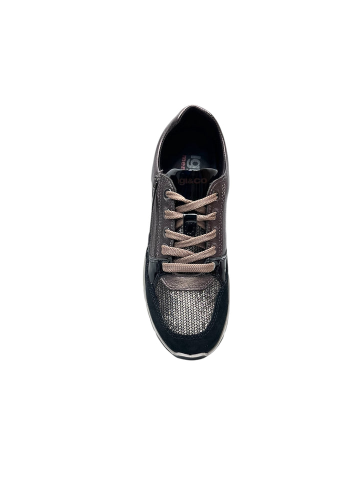 sneakers donna pelle igi&co art.6673811 nero-bronzo