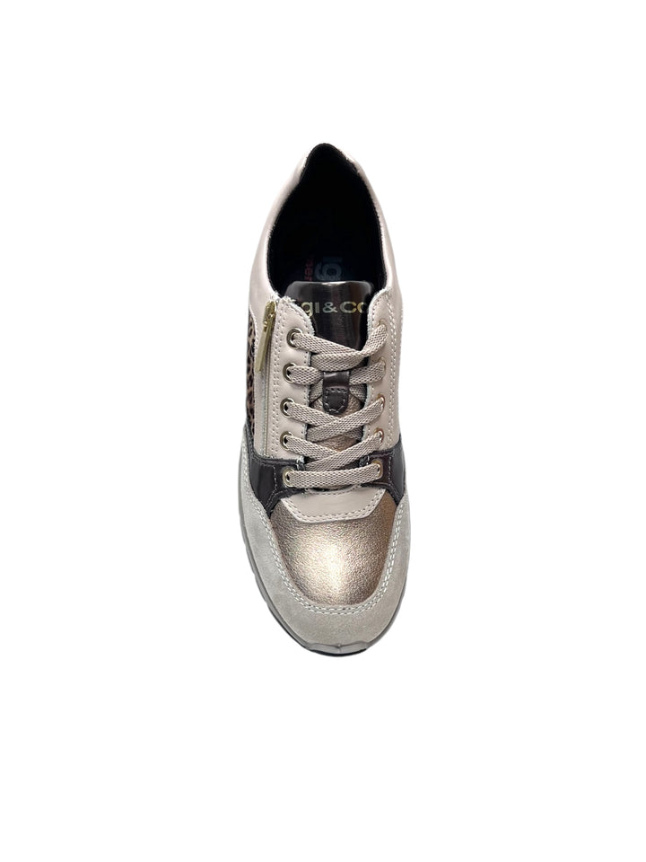 sneakers donna pelle igi&co art.6673866 visone-animalier