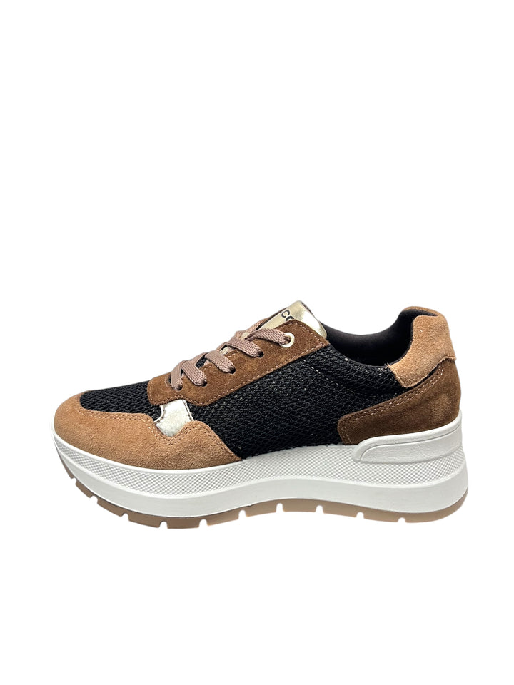 sneakers donna pelle igi&co art.6675522 caramel-nero
