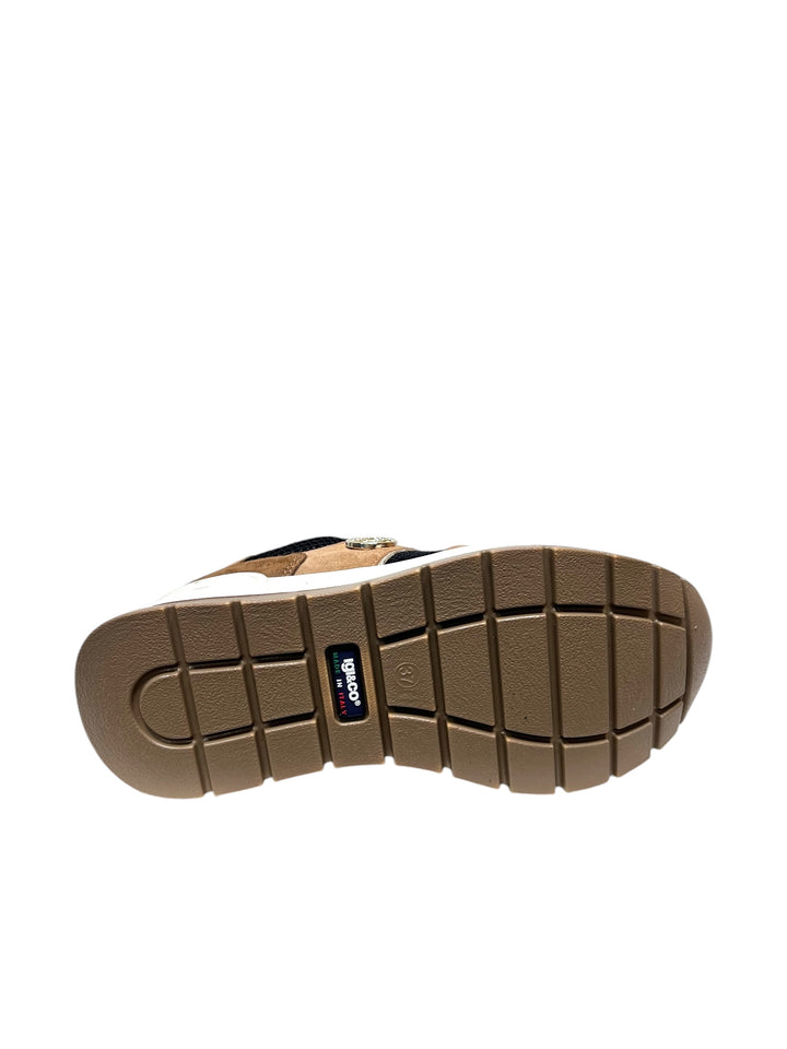 sneakers donna pelle igi&co art.6675522 caramel-nero