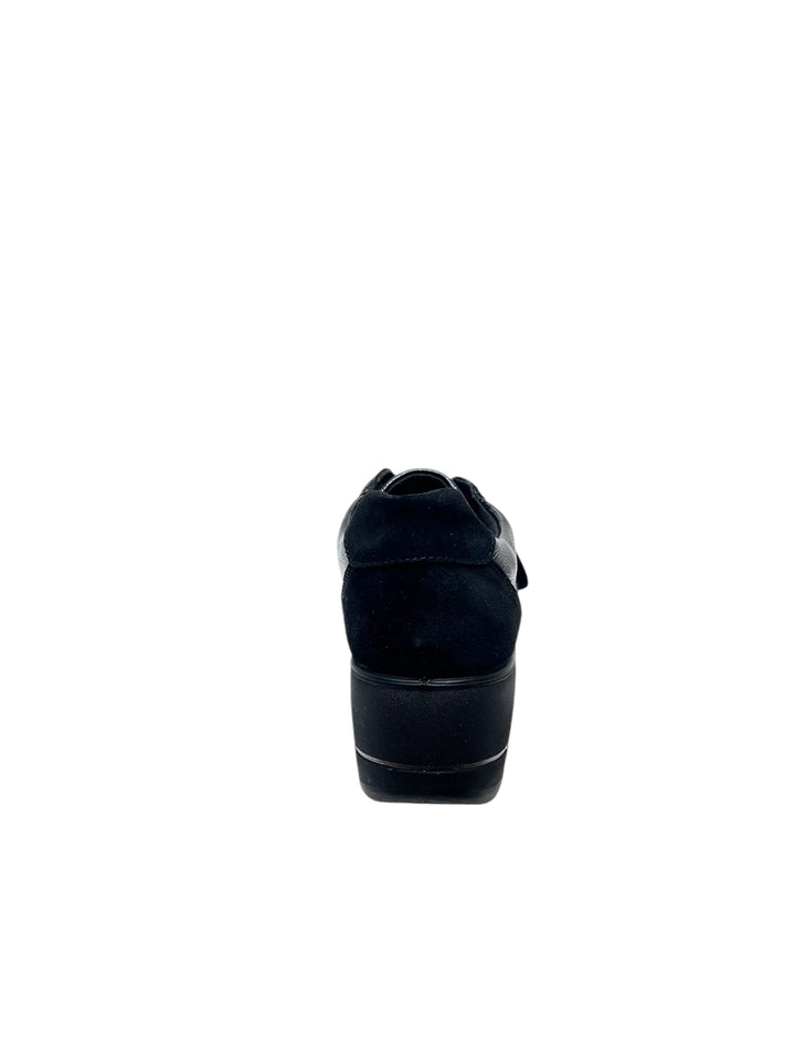 sneakers zeppa comfort donna pelle enval soft art.6764900 laminato nero