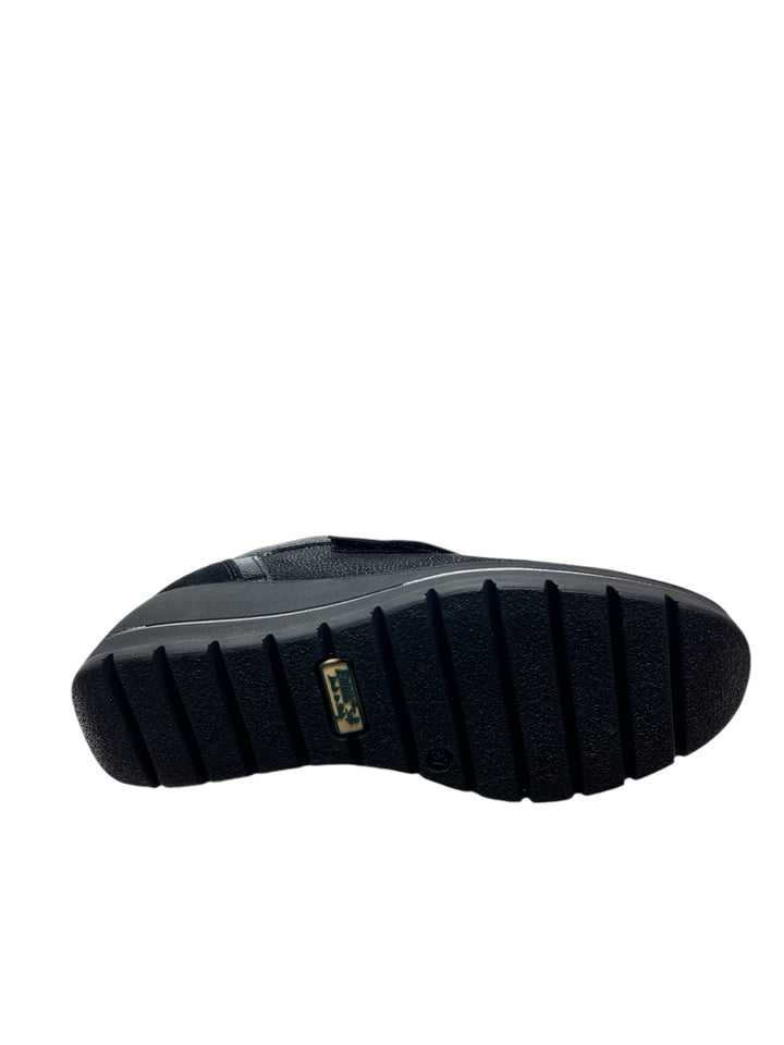 sneakers zeppa comfort donna pelle enval soft art.6764900 laminato nero