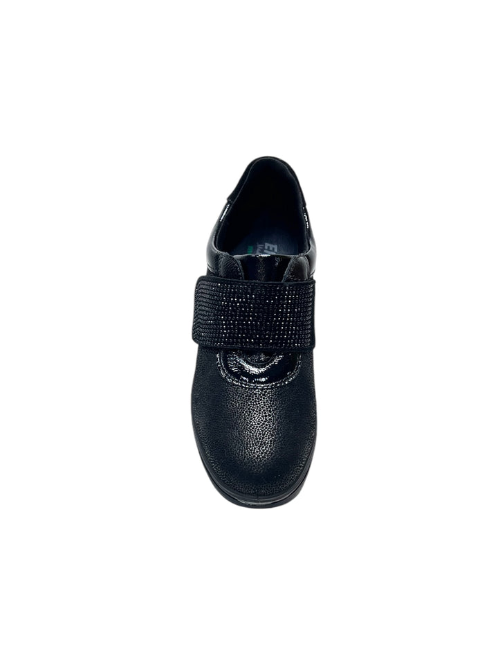 sneakers zeppa comfort donna pelle enval soft art.6764900 laminato nero