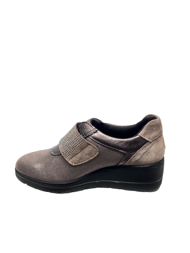sneakers zeppa comfort donna pelle enval soft art.6764922 laminato taupe