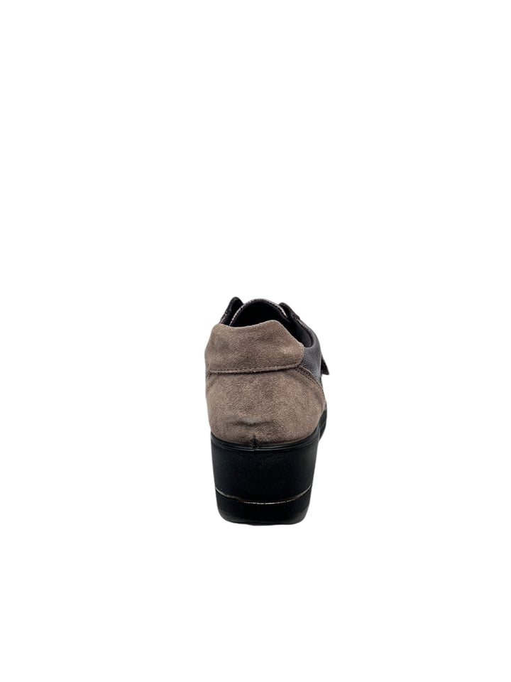 sneakers zeppa comfort donna pelle enval soft art.6764922 laminato taupe