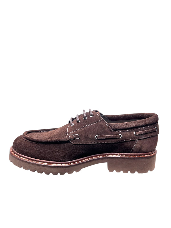stringate barca pelle scamosciata uomo exton art.688 terra