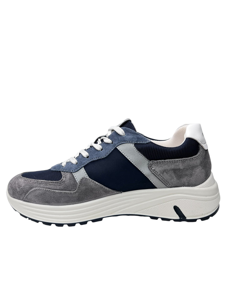 sneakers uomo pelle-tela igi&co art.7636222 grafite-blu