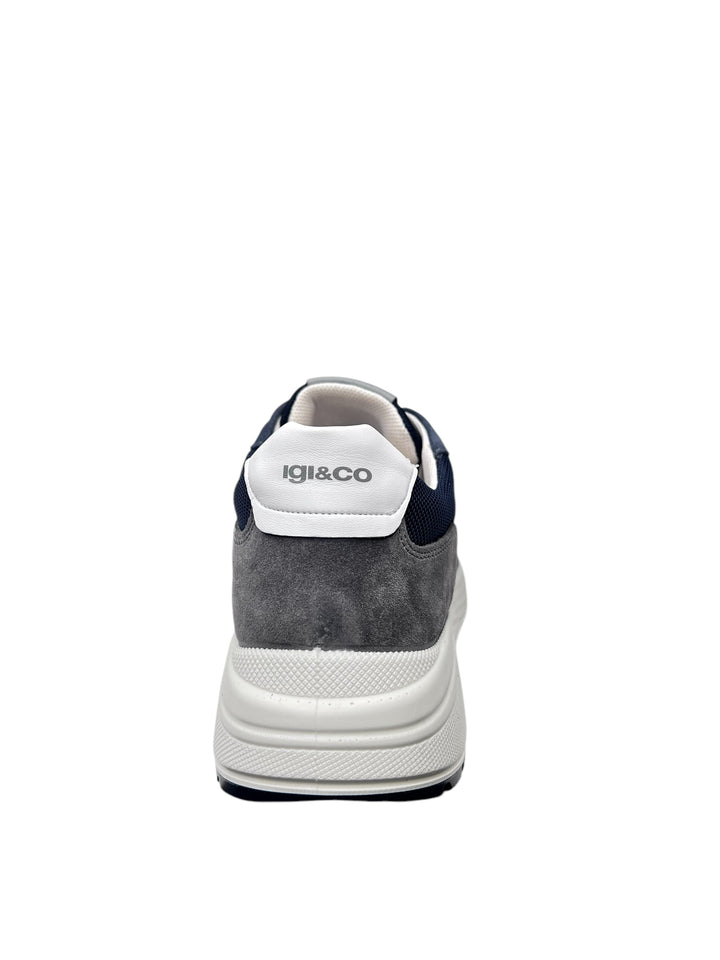 sneakers uomo pelle-tela igi&co art.7636222 grafite-blu