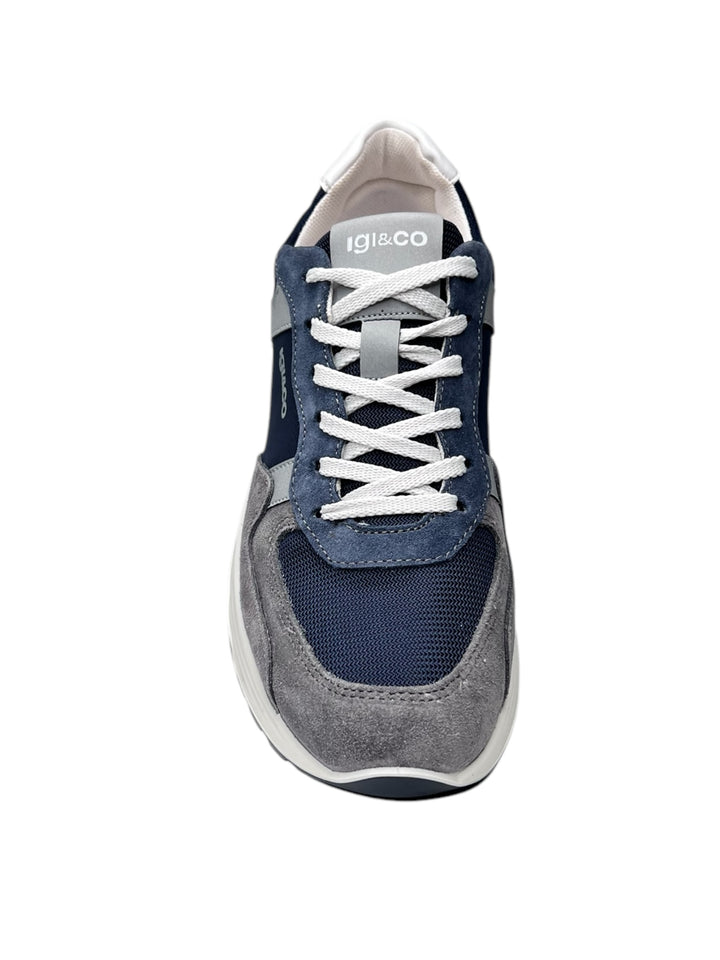 sneakers uomo pelle-tela igi&co art.7636222 grafite-blu