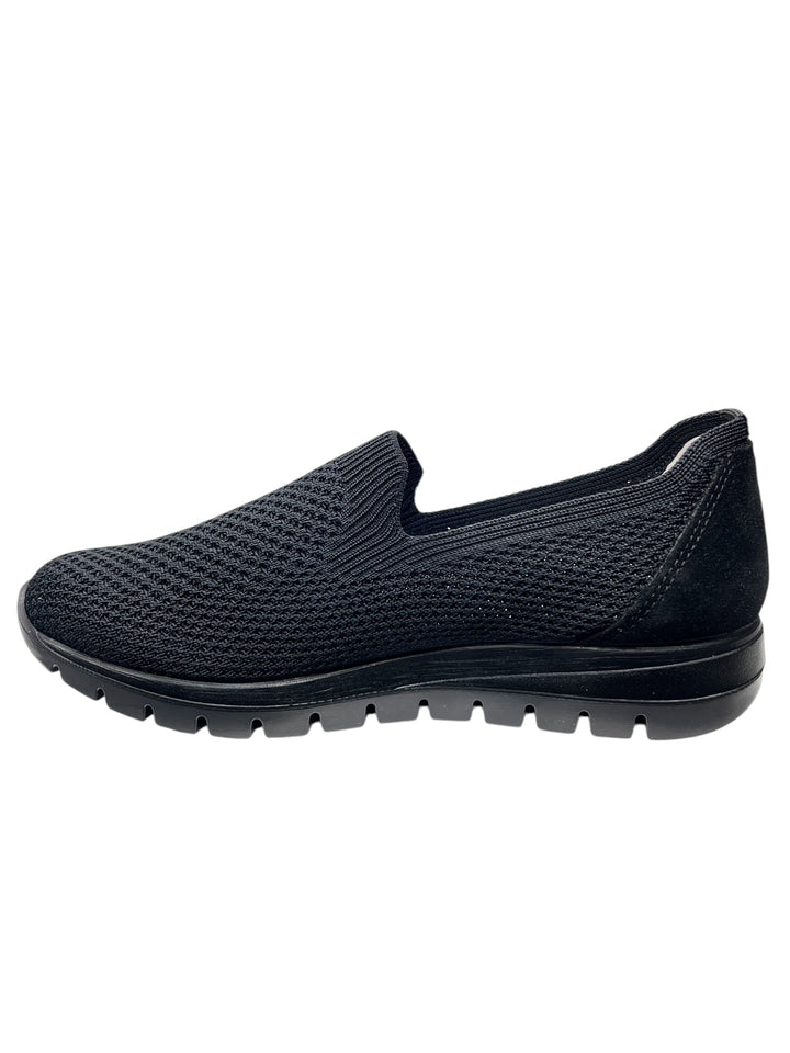 slip-on donna pelle-tessuto elasticizzato igi&co art.7658600 nero