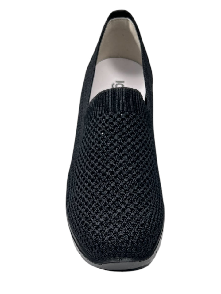 slip-on donna pelle-tessuto elasticizzato igi&co art.7658600 nero