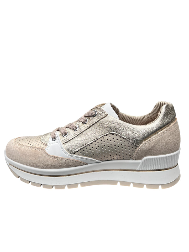 sneakers donna pelle igi&co art.7660733 avorio-platino