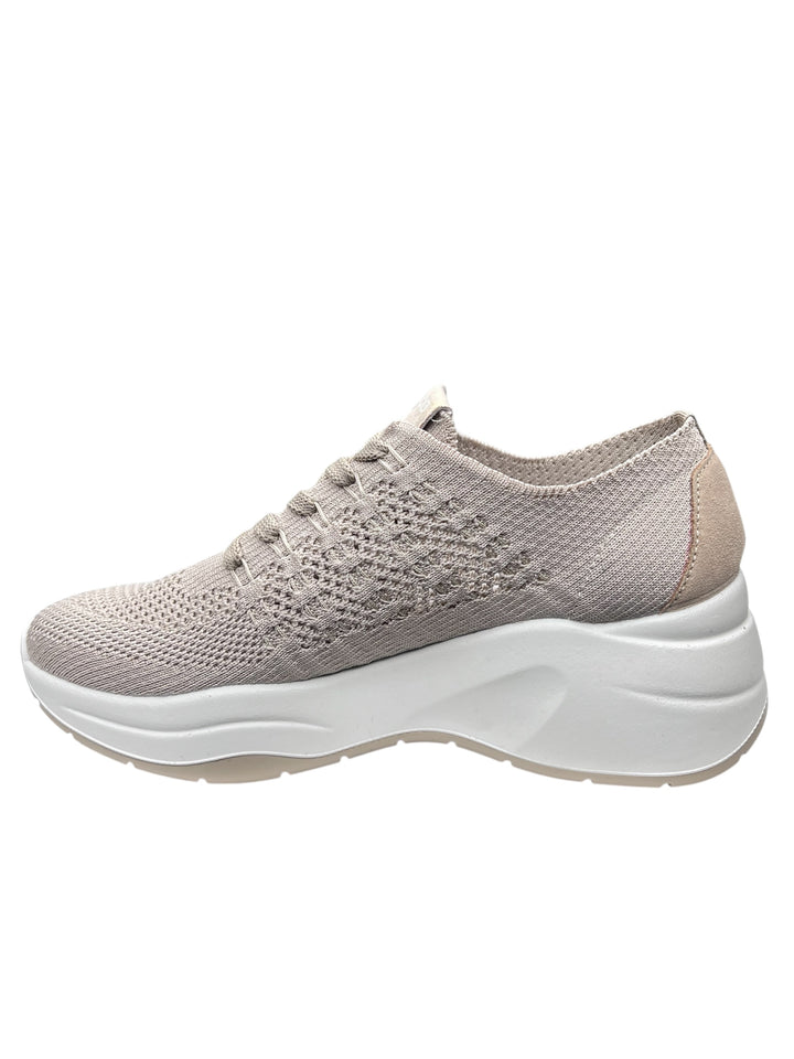 sneakers donna pelle-tessuto igi&co art.7662622 crem-platino