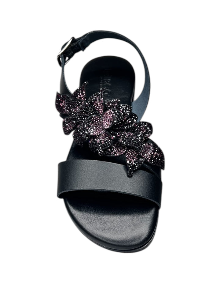 sandalo donna in pelle nera