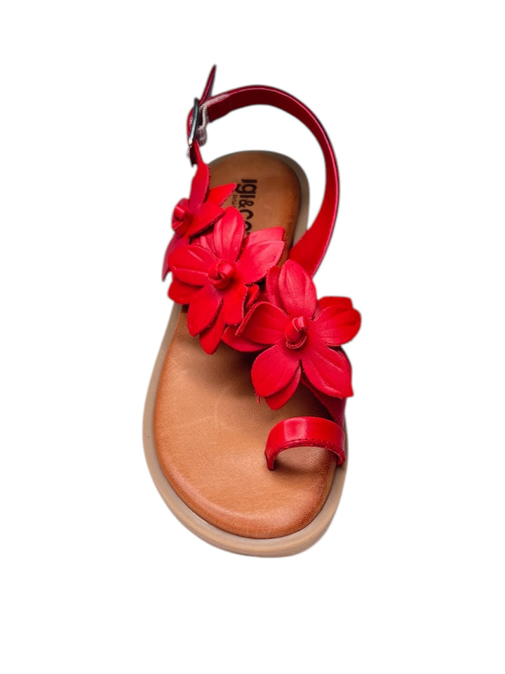 sandalo infrapollice donna in pelle rosso