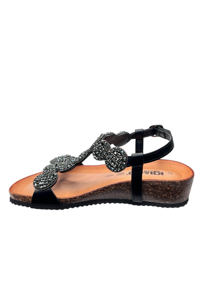 sandalo donna in pelle nera